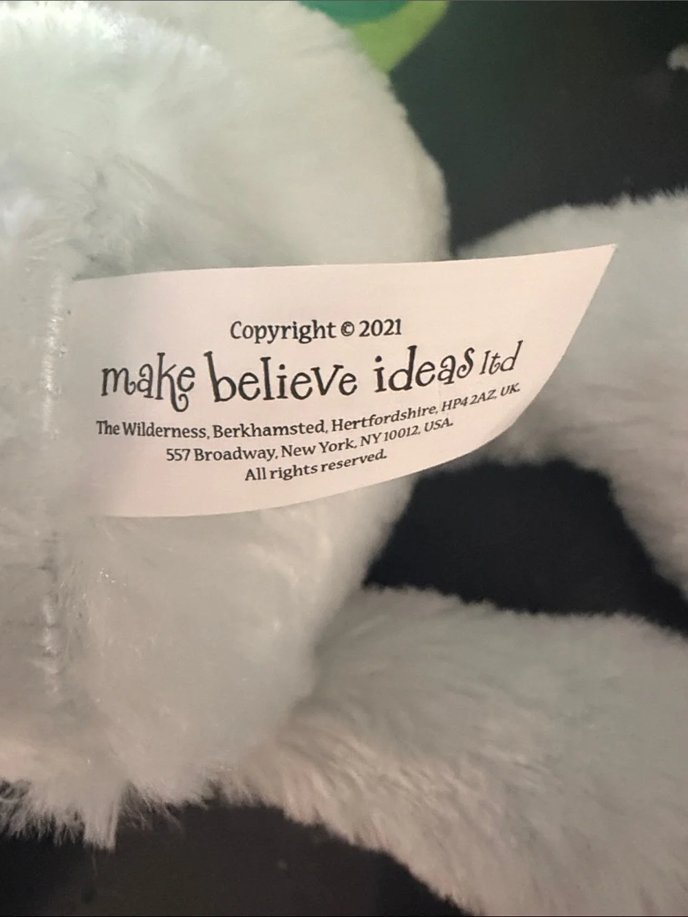Make Believe Ideas Plush White Elephant Toy with Pink & Yellow Accents